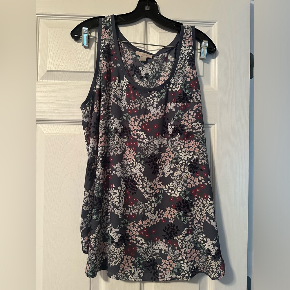 2 Loft sleeveless shirts floral and denim styles